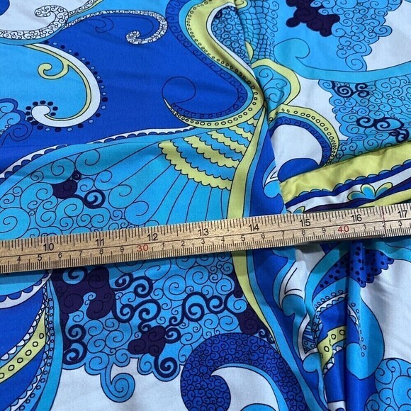 Trina Turk Womens Printed Blue Crew Neck Short Sleeve Blouse Top Size Small - Picture 9 of 10